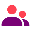 An icon of two abstract human figures, one larger and one smaller, with red heads and purple bodies. Represents community, users, or group membership. Associated with NAI+ Membership.